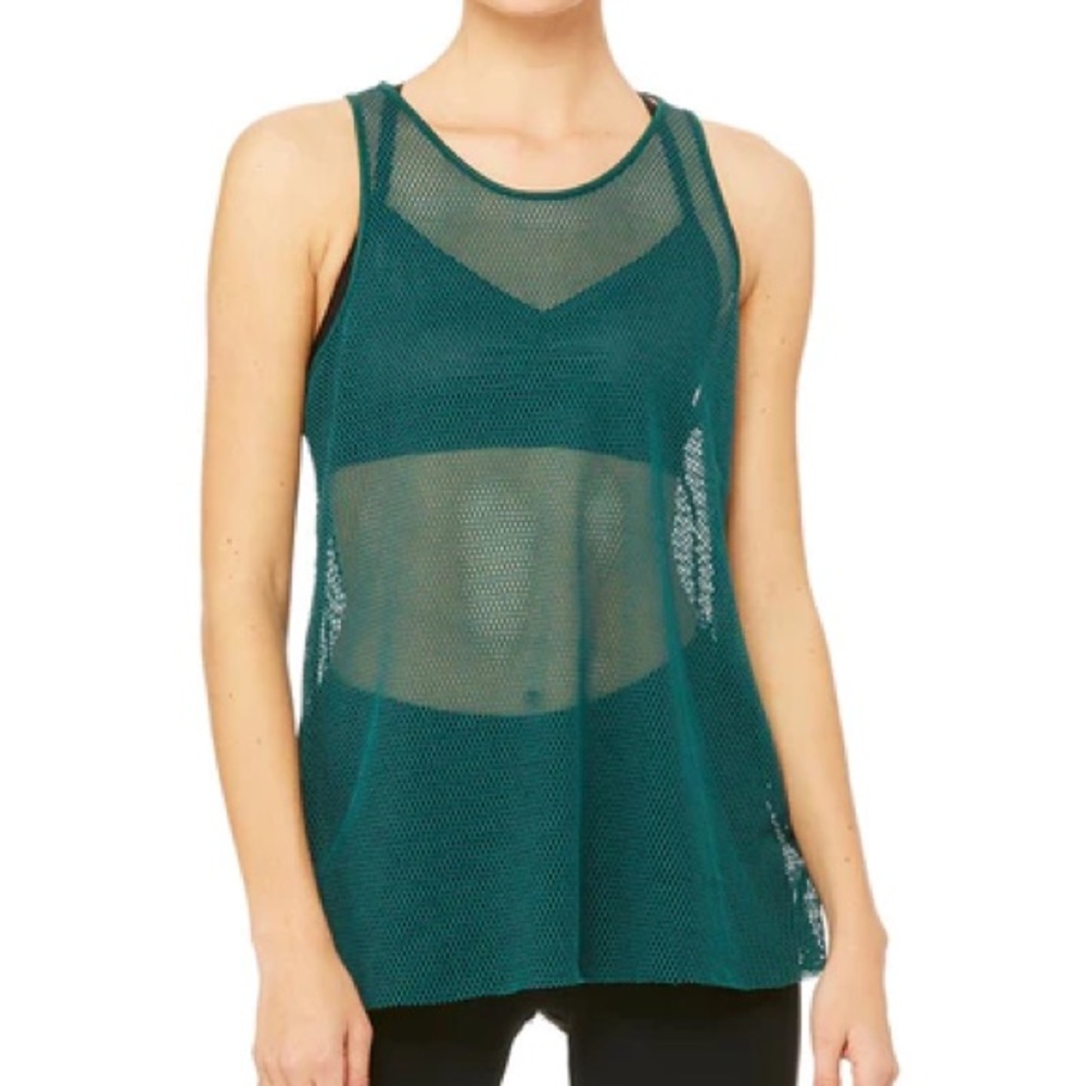 NWOT Alo Yoga Lucid Tank- Evergreen, size M, never worn